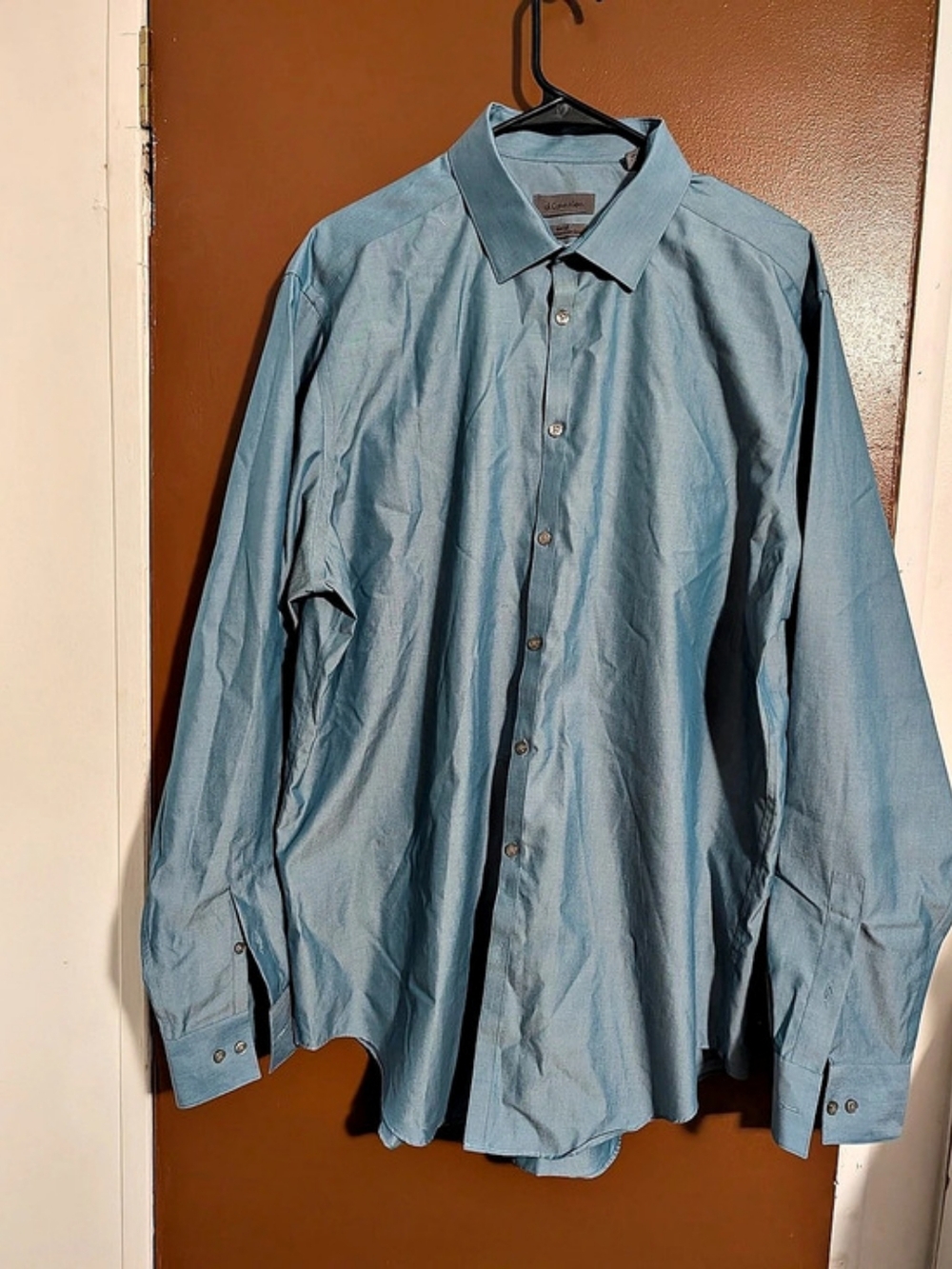 Calvin Klein Slim Tall Performance Non-Iron Dress Shirt Blue Medium